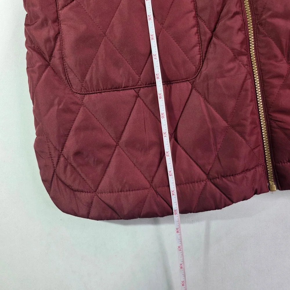 Weatherproof Vintage Burgundy Quilted Faux Fur Lined Jacket Coat Large 1791820